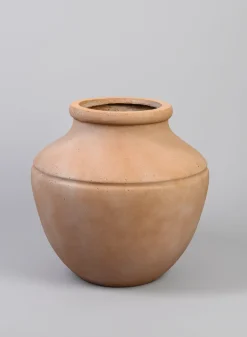 16in Tall Matka Lava Concrete Terracotta Look Low Jar Planter