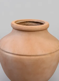 16in Tall Matka Lava Concrete Terracotta Look Low Jar Planter