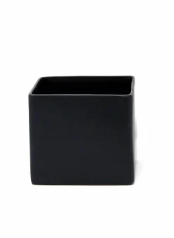 5in Tall Matte Black Ceramic Cube