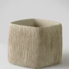 6.5in Tall Matte Ivory Racine Cement Cube Planter