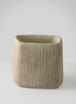 6.5in Tall Matte Ivory Racine Cement Cube Planter