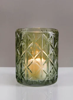 5in Tall Mexican Green Glass Votive Holder