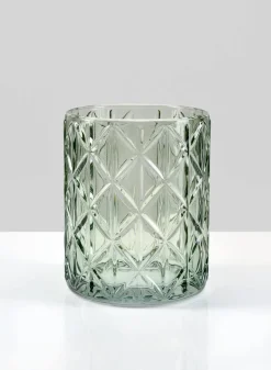 5in Tall Mexican Green Glass Votive Holder