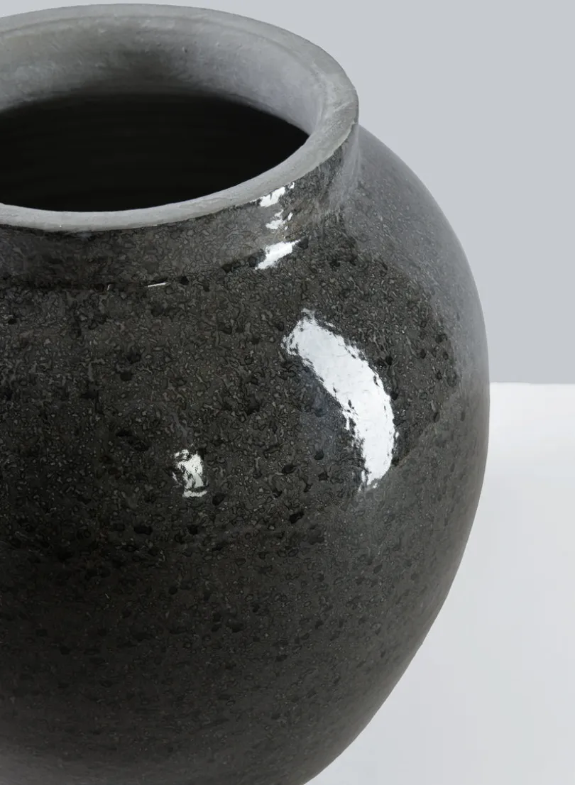 10.5in Tall Migos Gloss Black Ceramic Vase
