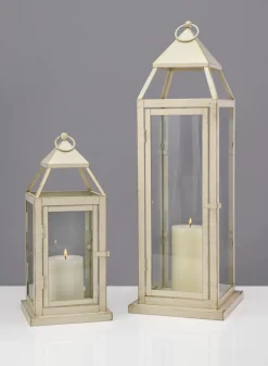 24in Tall Montmartre Aged White Lantern