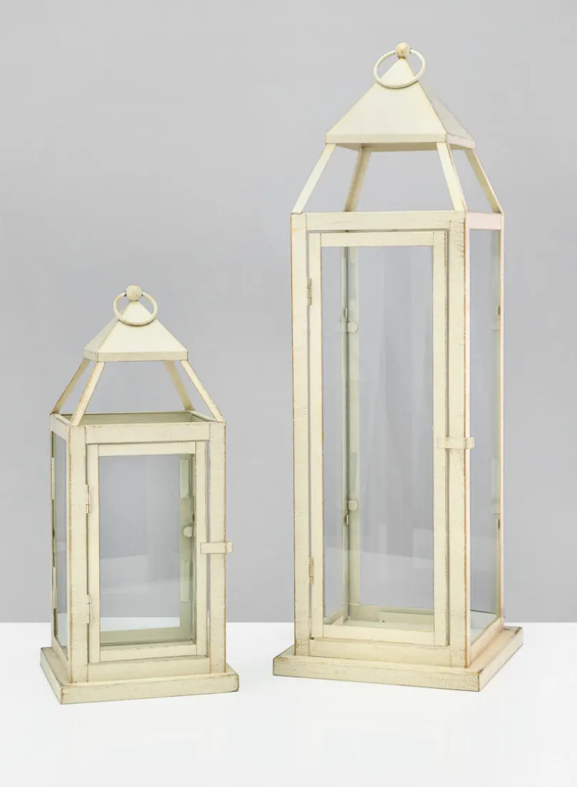 24in Tall Montmartre Aged White Lantern