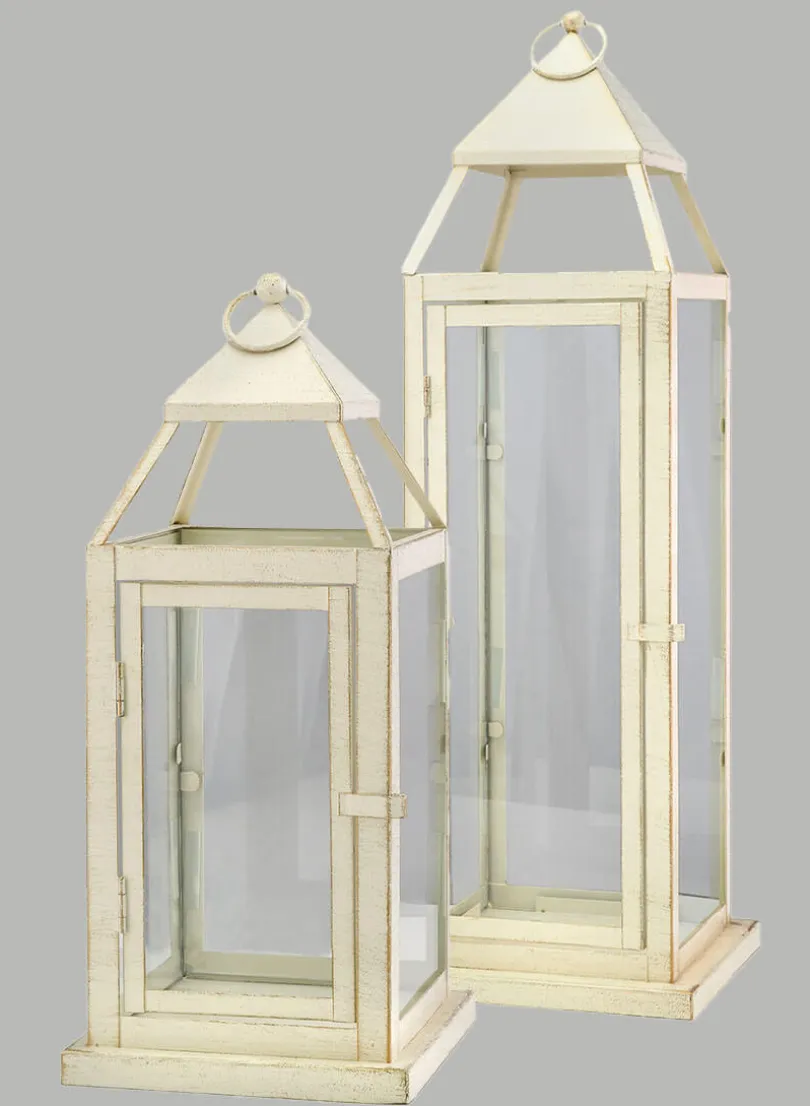 24in Tall Montmartre Aged White Lantern