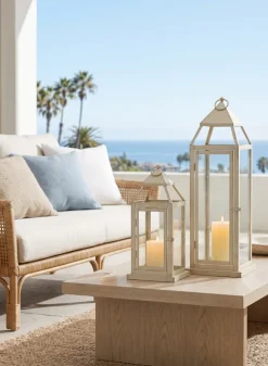 24in Tall Montmartre Aged White Lantern