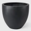 18in Tall Morelia Round Black Fiberstone Pot