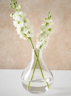 7.5in Tall Muran Clear Hand Blown Deco Glass Vase
