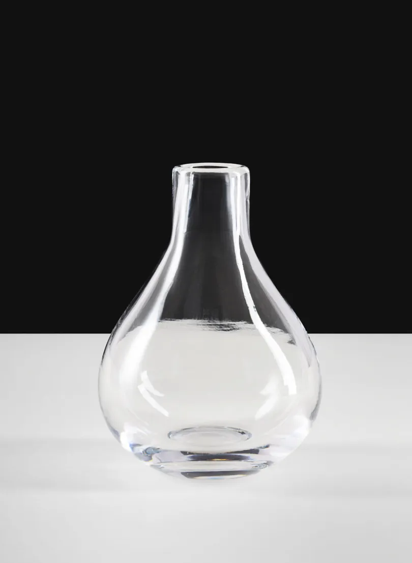 7.5in Tall Muran Clear Hand Blown Deco Glass Vase
