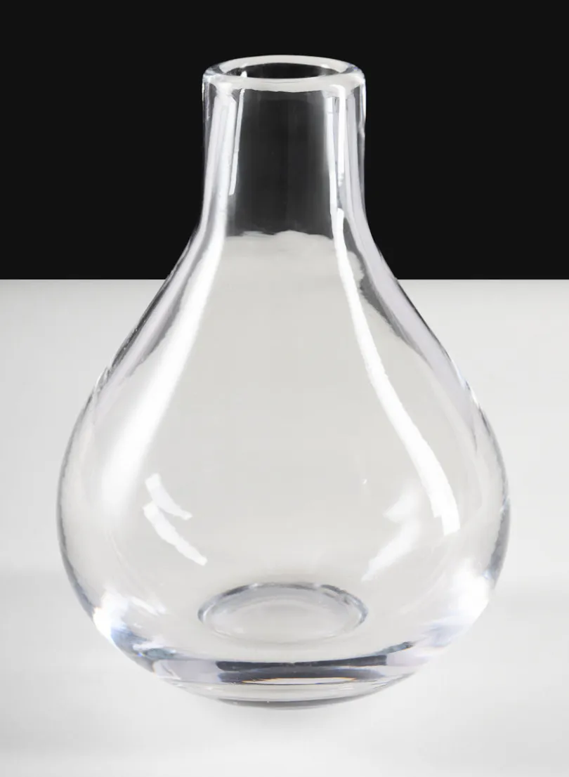 7.5in Tall Muran Clear Hand Blown Deco Glass Vase