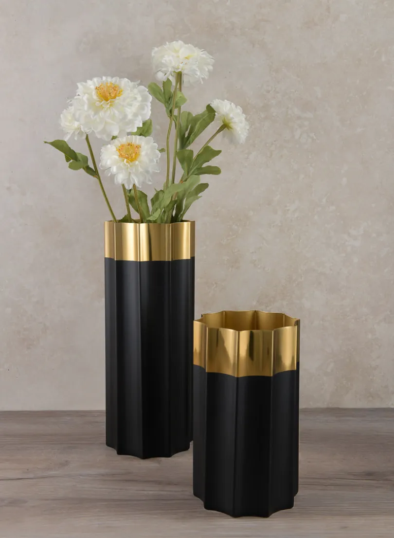 7.75in Tall Narita Black and Gold Stainless Steel Vase
