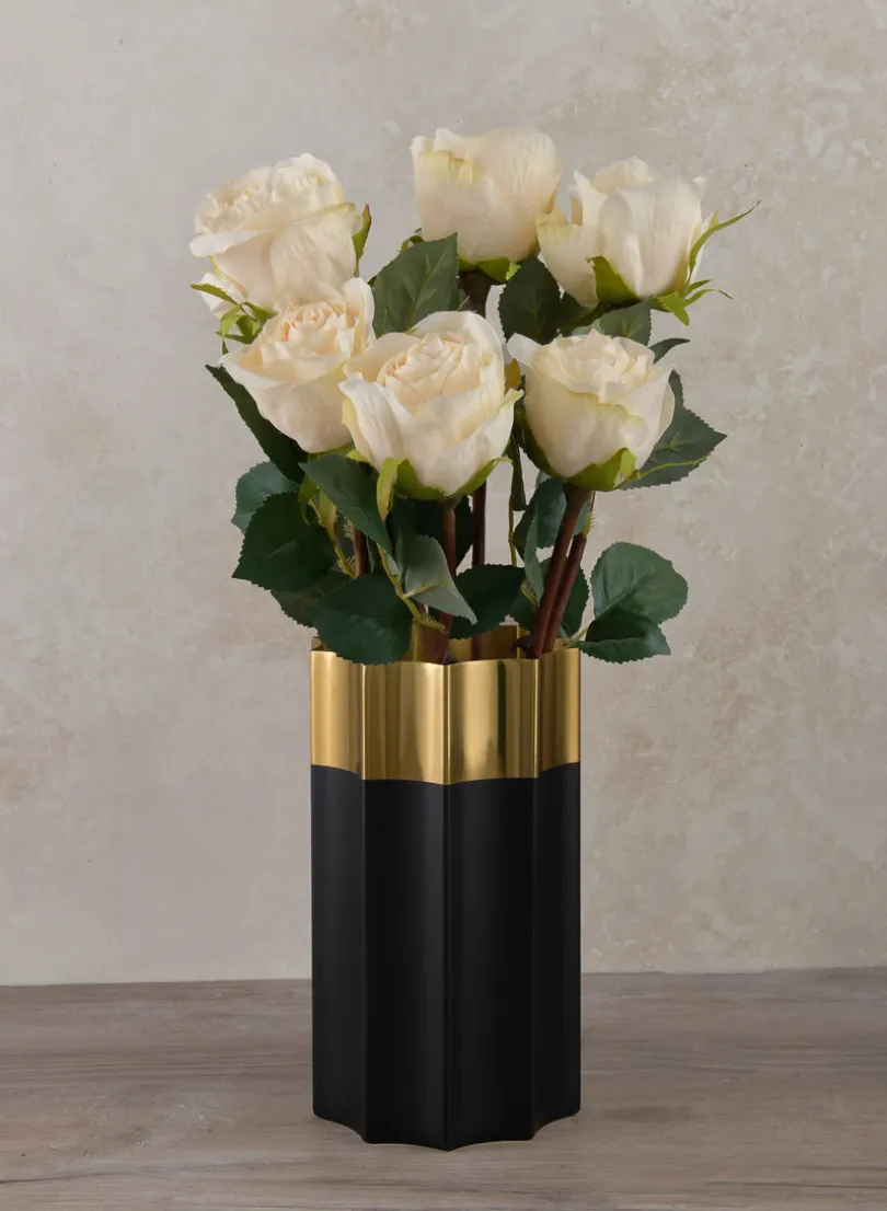 7.75in Tall Narita Black and Gold Stainless Steel Vase