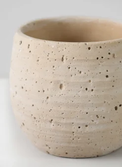 5in Tall Natural Slate Beige Cement Cache Pot