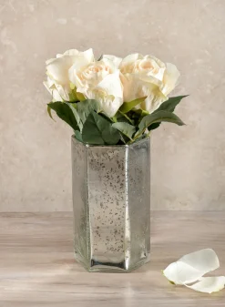 6in Tall Nomad Antique Silver Glass Vase