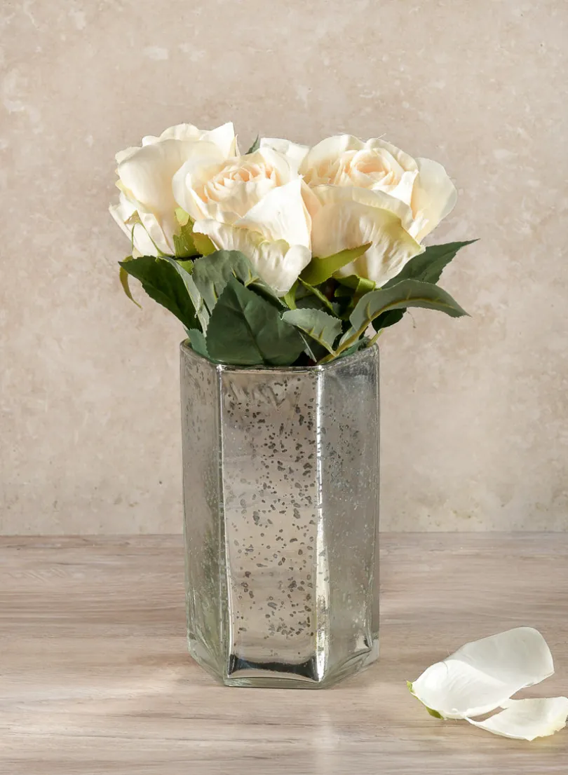6in Tall Nomad Antique Silver Glass Vase