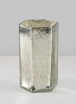 6in Tall Nomad Antique Silver Glass Vase