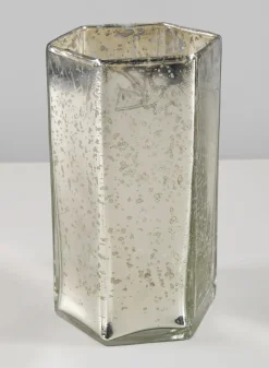 6in Tall Nomad Antique Silver Glass Vase