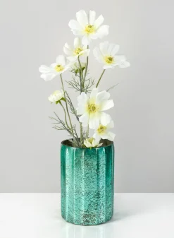 6in Tall Norvege Antique Teal Glass Vase