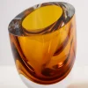 5in Tall Norvege Clear and Amber Glow Hand blown Artiste Glass Vase