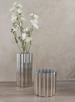 9.75in Tall Nuage Silver Stainless Steel Vase