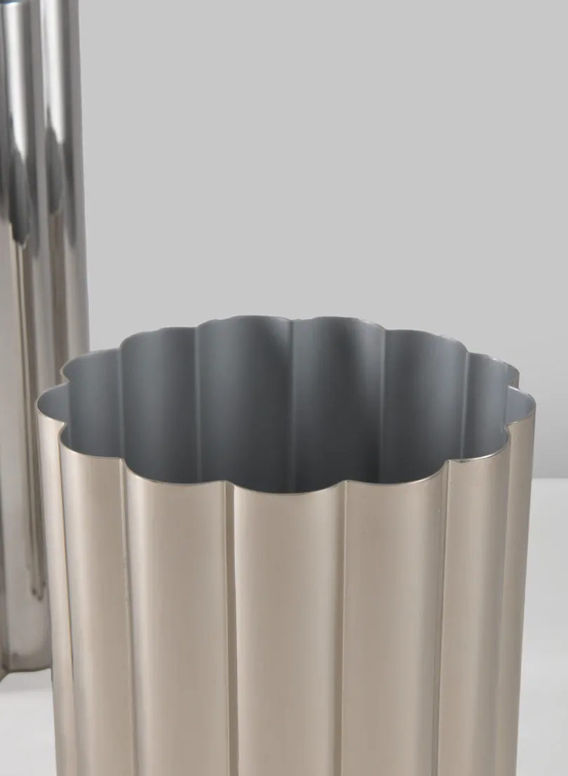 6in Tall Nuage Silver Stainless Steel Vase