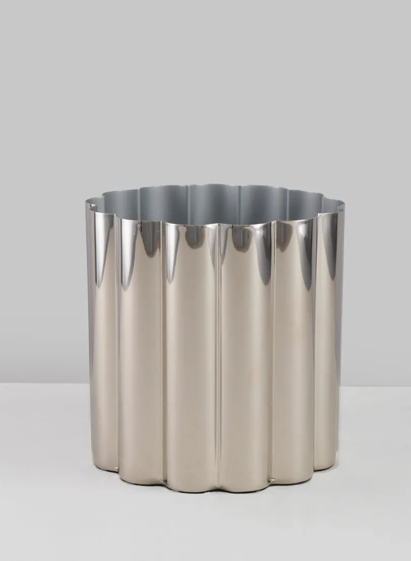 6in Tall Nuage Silver Stainless Steel Vase