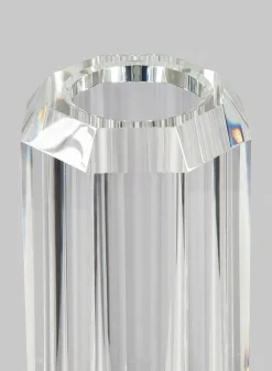 12in Tall Octagonal Centerpiece Crystal Glass Vase