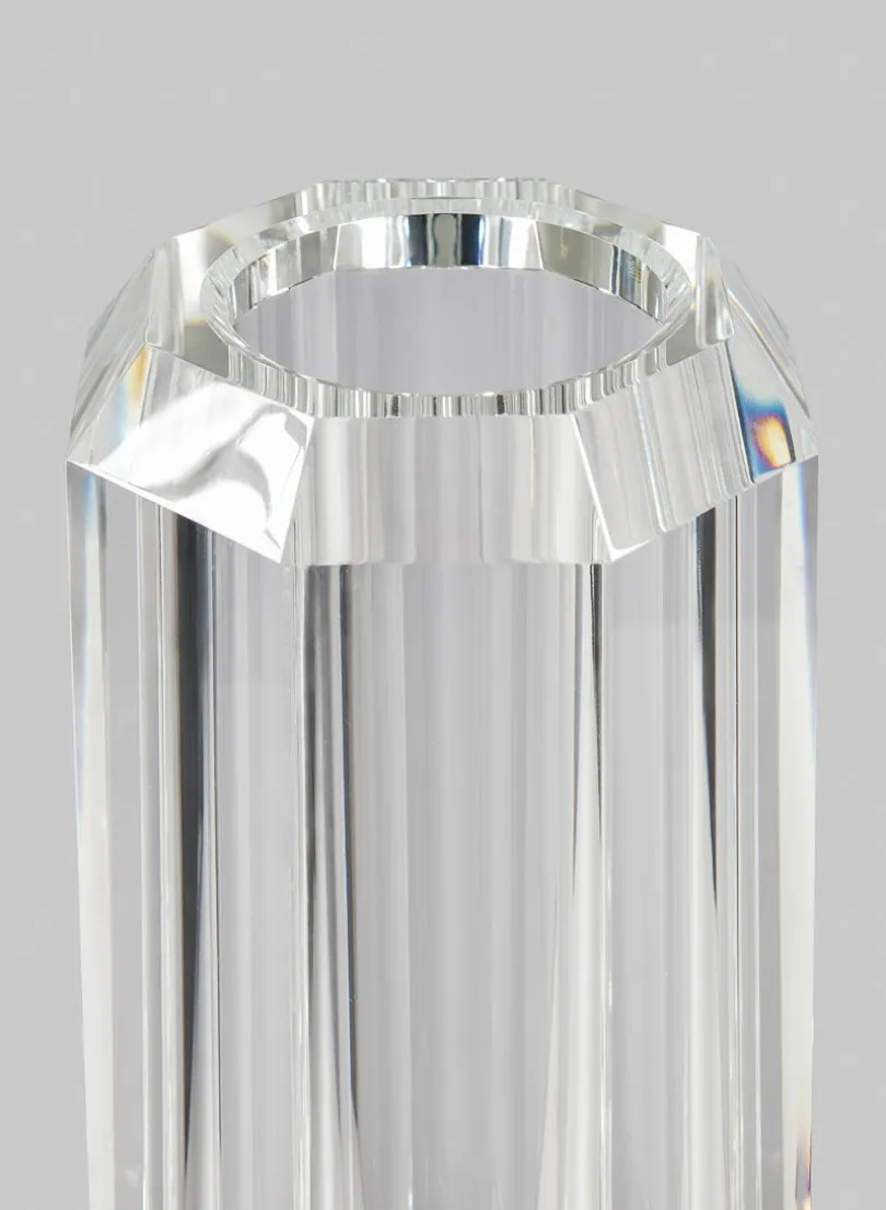 12in Tall Octagonal Centerpiece Crystal Glass Vase