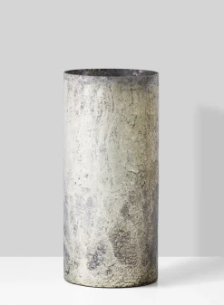 9in Tall Old Pewter Glass Vase