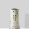 6in Tall Old Pewter Tapered Glass Vase