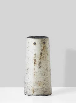 6in Tall Old Pewter Tapered Glass Vase