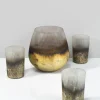 5in Tall Ombre Gold Frost Balloon Glass Vase