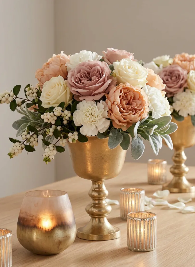 5in Tall Ombre Gold Frost Balloon Glass Vase