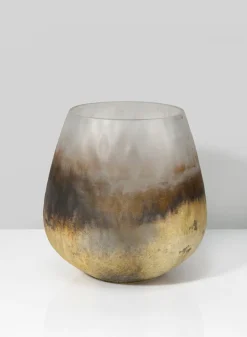 5in Tall Ombre Gold Frost Balloon Glass Vase