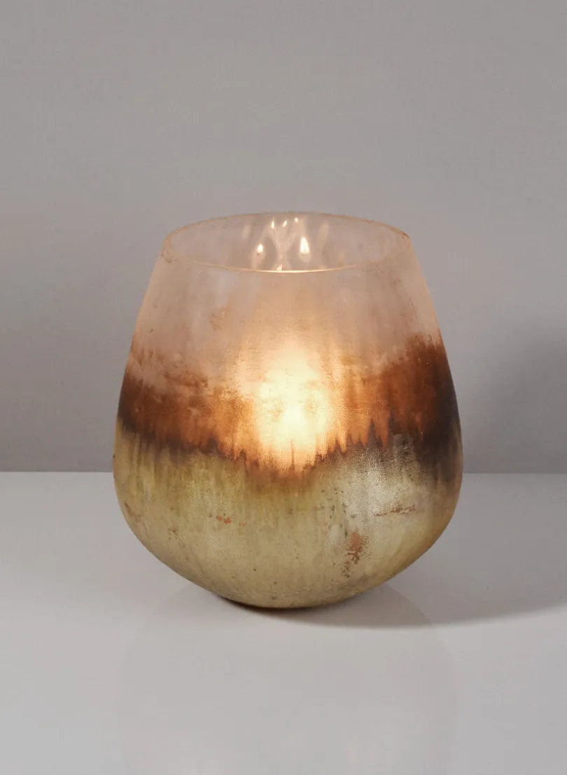 5in Tall Ombre Gold Frost Balloon Glass Vase