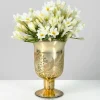 6in Tall Ombre Gold Glass Fluted Bud Vase