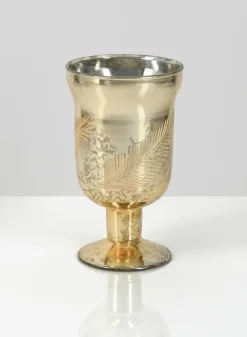 6in Tall Ombre Gold Glass Fluted Bud Vase