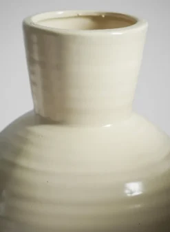 8in Tall Opla White Deco Ceramic Vase