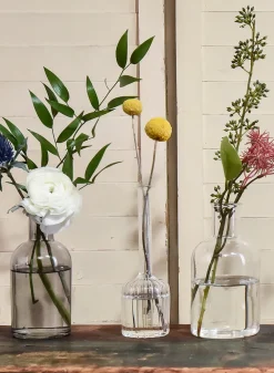 6.5in Tall Optical Glass Cylinder Bud Vase, Set of 6