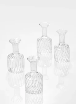 4in Tall Optical Glass Cylinder Bud Vase, Set of 4