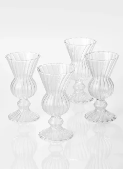 6in Tall Optical Glass Mini Urn Vase, Set of 4