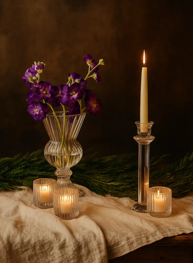 6in Tall Optical Glass Mini Urn Vase, Set of 4