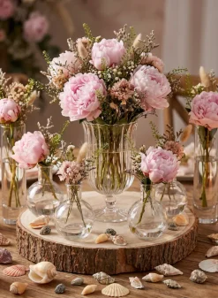 8in Tall Optical Glass Urn Vase