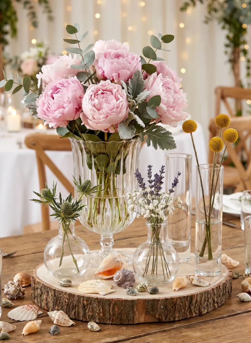 8in Tall Optical Glass Urn Vase