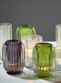 5in Tall Optical Glass Votive Holder