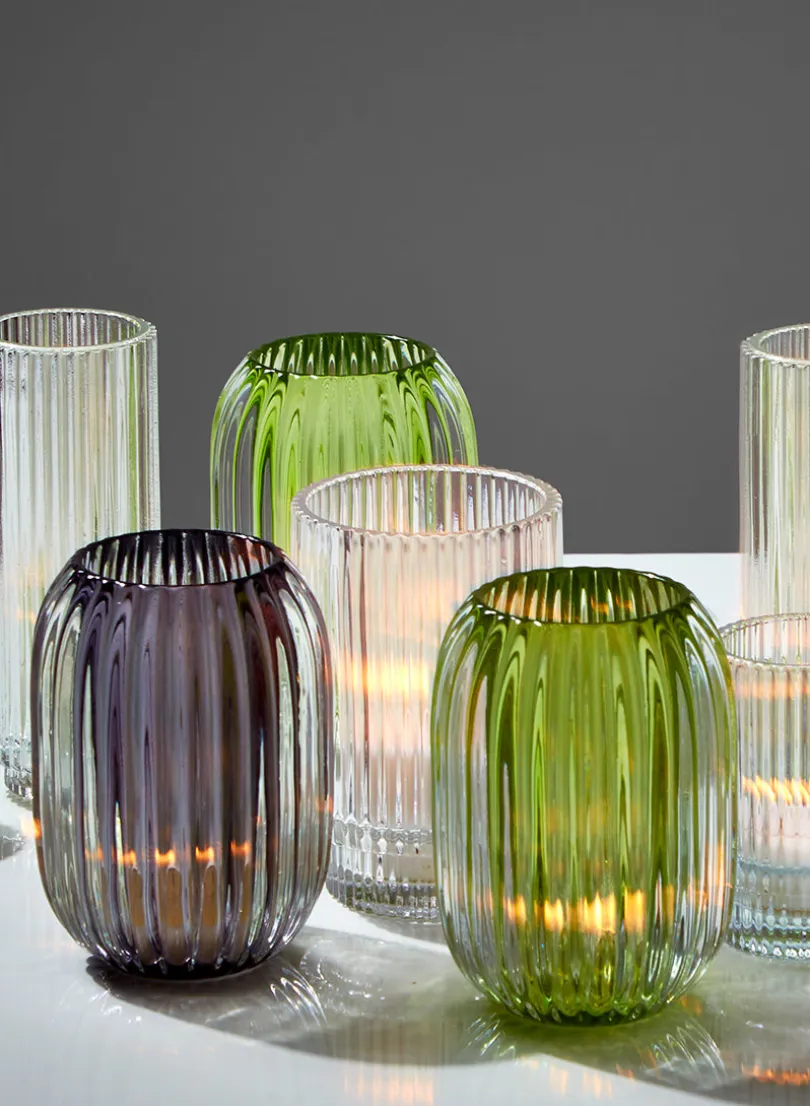 5in Tall Optical Glass Votive Holder