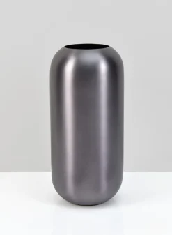 9in Tall Oviedo Stainless Steel Platinum Bullet Vase