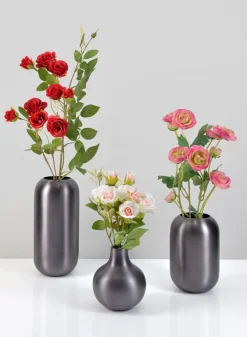 9in Tall Oviedo Stainless Steel Platinum Bullet Vase